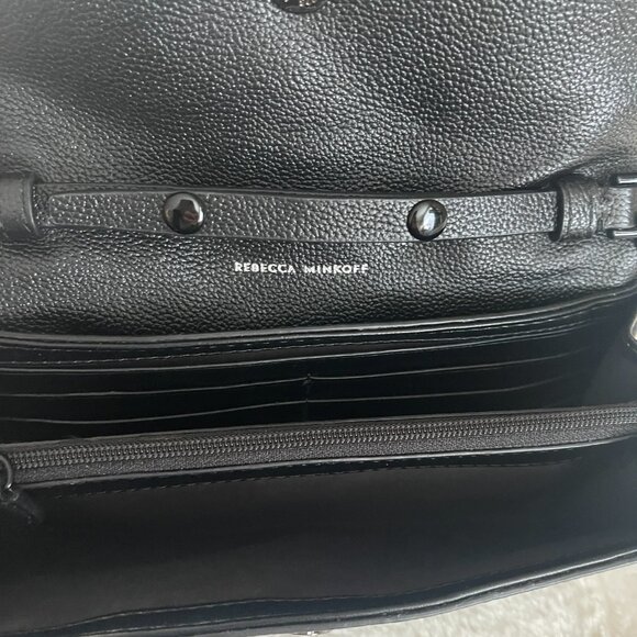 Rebecca Minkoff Edie Black Leather Wallet on a Chain Crossbody Bag - Picture 14 of 16